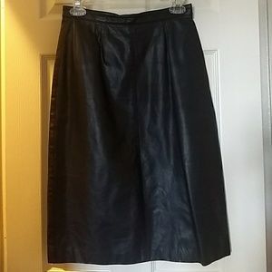 Vintage Real Black Leather Skirt